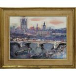 GILBERT LEWIS CREIGHTON (1918-1996) 'View of Westminster with Lambeth Bridge', oil on canvas, signed