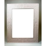 MIRROR, Indian foliate carved wood surround in pastel pink finish, 110cm H x 88cm.