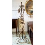 STANDING LAMP, 57cm H, early 20th century wrought iron, a similar five light chandelier, 54cm W x