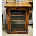 PIER CABINET, 38cm x 65cm x 94cm H, mid Victorian burr walnut with glazed door and two shelves.