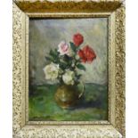 HENRY RAEBURN DOBSON (Scottish, 1901-1985) 'Roses in a Jug', oil on canvas, signed lower left,