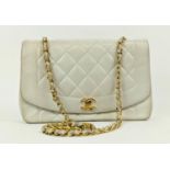 VINTAGE CHANEL DIANA QUILTED BAG, with rounded front flap closure and iconic interlocking CC lock,