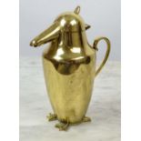 COCKTAIL SHAKER, Art Deco, modelled as a penguin, brass, 20cm H.