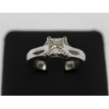 14CT WHITE GOLD DIAMOND SOLITAIRE RING, the princess cut stone of approx 0.50ct, claw set, size N,