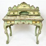 DRESSING TABLE, 98cm W x 106cm H x 49cm D early 20th century Venetian distressed green and yellow