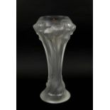 LALIQUE BUTTON ROSE VASE, signed Lalique France to base with label, 36cm H.