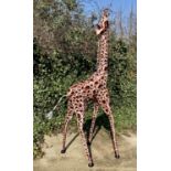 CONTEMPORARY SCHOOL GARDEN GIRAFFE STATUE, 230cm H x 75cm W, polychrome finish.