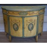 SIDE CABINET, 87cm H x 110cm w x 44cm D, Georgian style neo classical painted with drawer and two