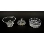 LALIQUE NOGENT BOWL, clear glass with four frosted sparrows, a Rosenthal Versace medusa ashtray