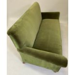 SOFA, Edwardian moss green velvet upholstered with out swept arms, 190cm W.