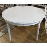 NORDIC STYLE DINING TABLE, 116cm diam, unextended with three leaves, each 48cm W.