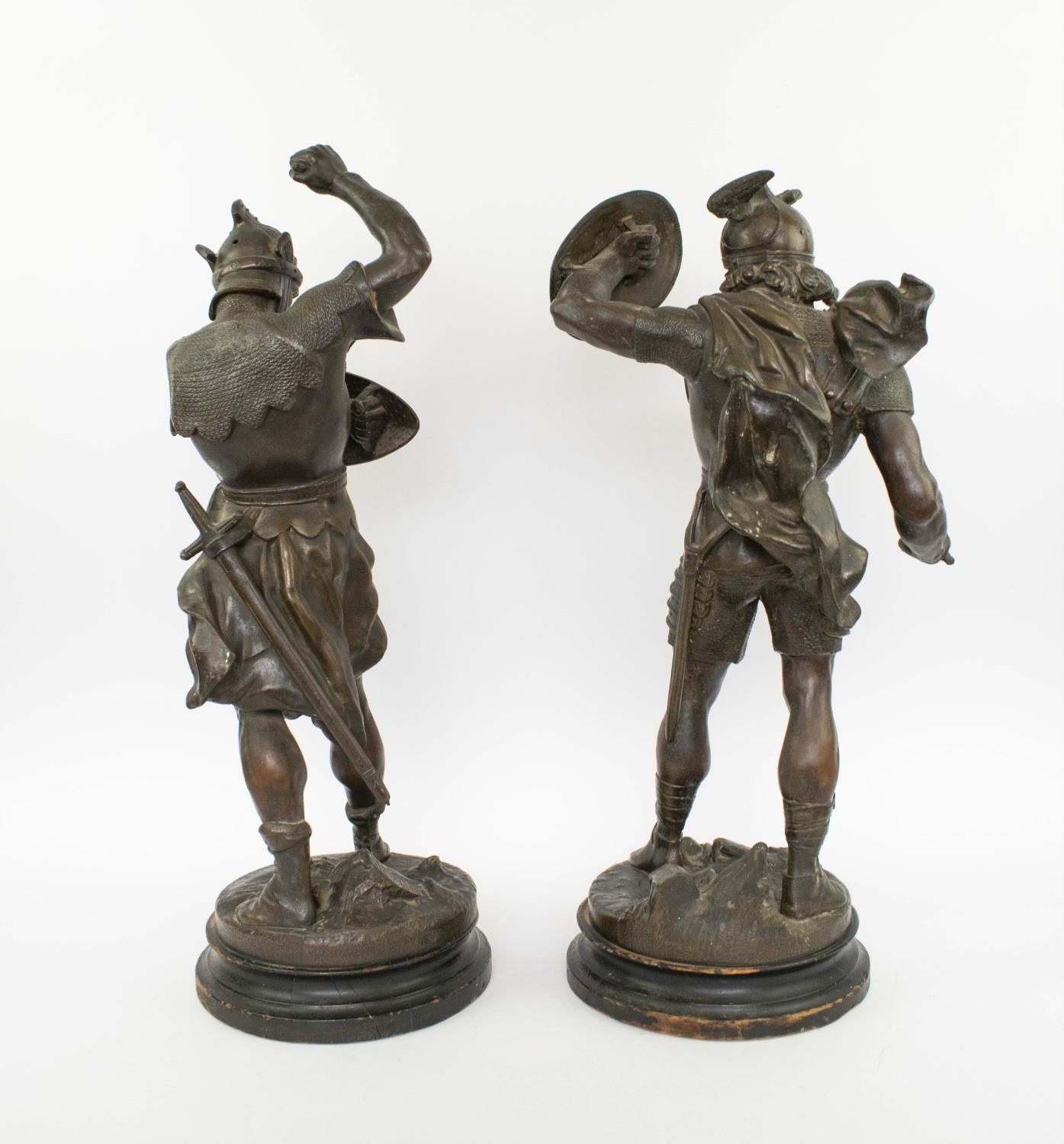 PIERRE-LOUIS DETRIER (French, 1822-1897) 'Warriors', a pair of bronze statues, inscribed 'Detrier' - Image 9 of 9