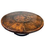 DINING TABLE, Castille Manner, the circular top with decorated leather surface raised on circular