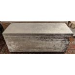 OTTOMAN, grey velvet, covering, hinged lid enclosing storage section, 56cm H x 131cm x 46cm.
