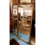 WALL MIRRORS, a pair, 66cm W x 154cm H late 19th century French giltwood and gesso, each with a