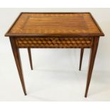 CENTRE WRITING TABLE, early 19th century Italian kingwood, chevron panelled and cube parquetry