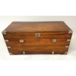 TRUNK, 19th century Chinese export camphorwood and brass bound with rising lid and carrying handles,