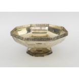 TAZZA, octagonal pedestal, silver, Sheffield 1925, makers mark for Thomas Bradbury & Sons, with a