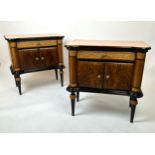 BEDSIDE CABINETS, a pair, 1950's Italian in the manner of Paolo Buffa, 70cm H x 70cm x 40cm. (2)
