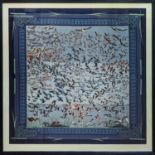 HERMÈS SCARF, 'Libres comme l'air', by Annie Faivre, 2003, framed, 99cm x 99cm.