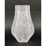 LALIQUE OMBELLES VASE, foliate patterned frosted glass, signed Lalique France to base, 30cm H.