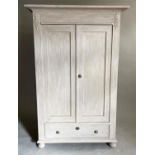 ARMOIRE, 19th century French grey painted with two panelled doors and a drawer, 110cm x 181cm H x
