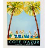 PAINTED ADVERTISEMENT FOR COTE D'AZUR, reproduction vintage, on canvas, 120cm x 90cm.