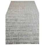 CONTEMPORARY ART DECO DESIGN SILK CARPET, 270cm x 170cm, geometric silver field.