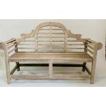 LUTYENS STYLE BENCH, silvery weathered teak, 160cm W.