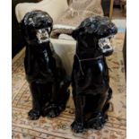 CONTEMPORARY SCHOOL CERAMIC PANTHERS, a near pair, 88cm. (2)