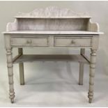 FAUX BAMBOO WASHSTAND, Regency faux bamboo grey painted with galleried carrara marble top and two