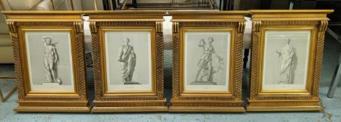 CLASSICAL PRINTS, in gilt frames, four sets of four, each frame overall 67cm H x 51cm W. (4)