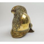 FIREMANS HELMET, 19th century brass, by Merrywheather and sons firemen outfitters London.