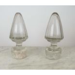 BOOKENDS, a pair, Victorian facetted apothecary glass stoppers, 36cm H. (2)