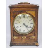 BRACKET CLOCK, 55cm H x 36cm x 16cm, Regency rosewood and brass inlaid with brass face inscribed R