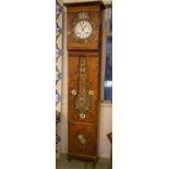 LONGCASE CLOCK, 45cm x 228cm H, French 19th century by 'Stervinov-Daoulas', painted pine with