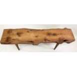 'LUDLOW' LOW TABLE, live edge yewwood tree section by 'Reynolds of Ludlow', 12cm x 34cm x 40cm H.