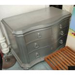 CENTURY COMMODE, 131cm x 77cm x 88cm H, silvered finish, three drawers.