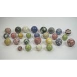 CARPET BOWLS, Victorian ceramic, some Scottish in various designs. (Qty)