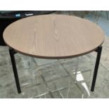 LOW TABLE, 85cm diam x 41cm H, 1960's Danish style, metal base.