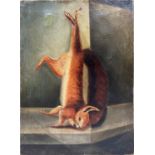 19TH CENTURY SCOTTISH SCHOOL 'Taxidermy Red Squirrel', oil on canvas, 45cm x 34cm.