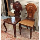 HALL CHAIR, 46cm W x 91cm H, Victorian mahogany and one other similar. (2)