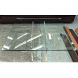 CAREW JONES LOW TABLE, 100cm x 100cm x 45cm H, glass top, lucite base.