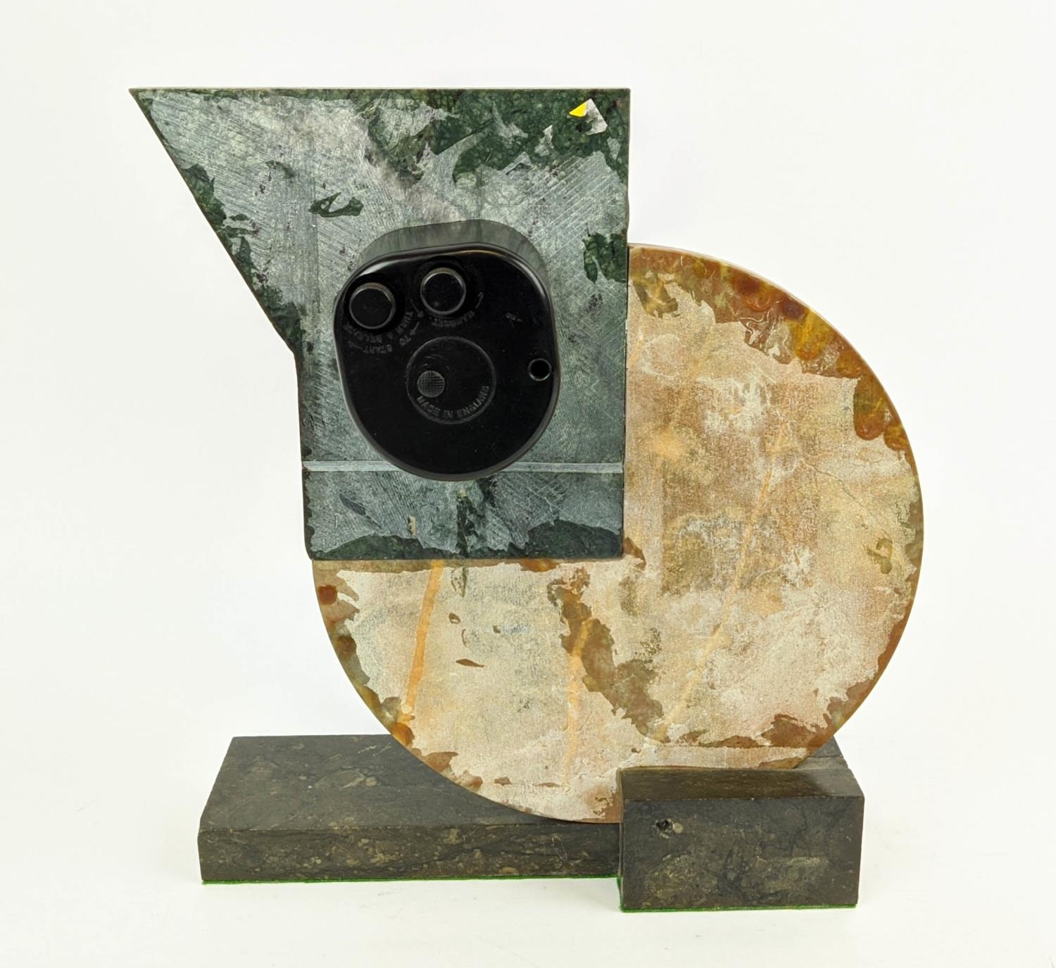 MANTLE CLOCK, MARBLE ART DECO, 1930s, square dial Arabic numbers, 27cm H x 27cm W x 12cm D. - Image 7 of 11