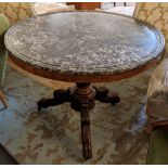 GUERIDON, 97cm diam x 75cm H Louis Philippe mahogany with a circular marble top.
