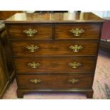 CHEST, 108cm H x 107cm W x 52cm D, George III mahogany of five drawers.