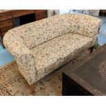 CHESTERFIELD SOFA, 70cm D x 156cm W x 75cm H, Edwardian in a woven floral fabric on oak supports.