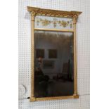 PIER MIRROR, 46cm W x 82cm H, regency giltwood with decorative floral eglomise frieze.