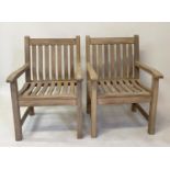 GARDEN ARMCHAIRS BY WESTMINSTER, a pair slatted teak by Westminster, 63cm W. (2)