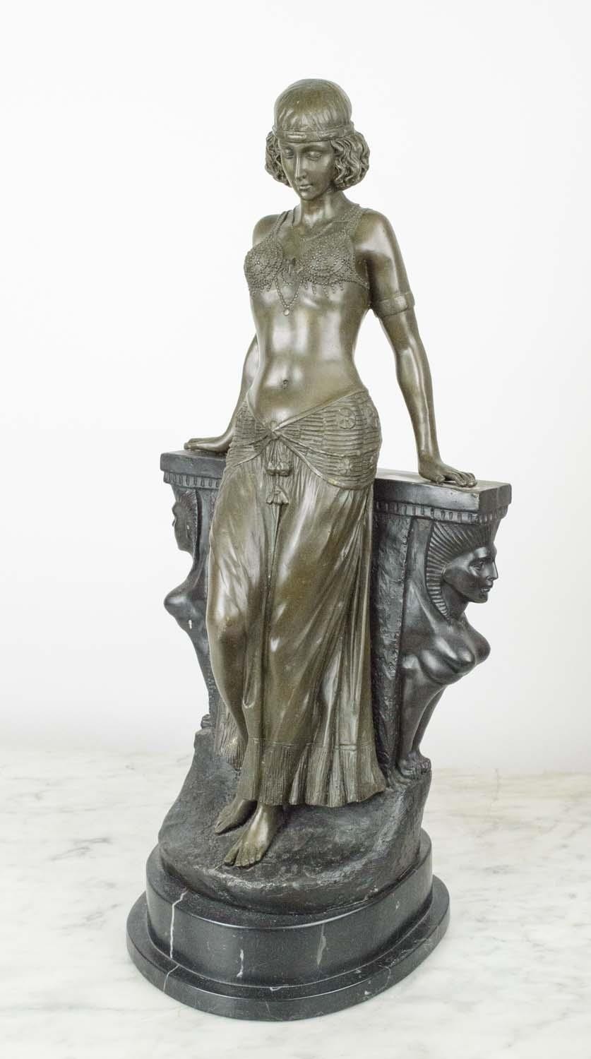 EGYPTIAN DANCER, art deco style, bronze on variegated marble base, 56cm H x 25cm. - Image 6 of 6